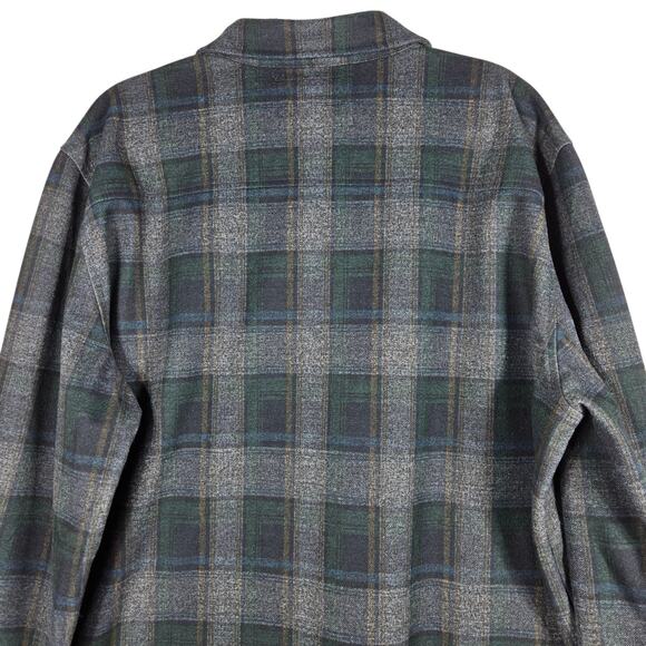 Johnston & Murphy Fleece Lined Plaid Shirt Jacket Men’s XL Blue Gray Shacket - Picture 8 of 9